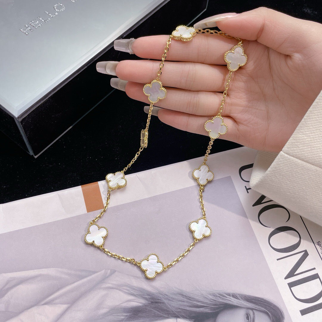 [Lumi Jewels]CLOVERS THE 10-MOTIFS WHITE MOTHER OF PEARL NECKLACE
