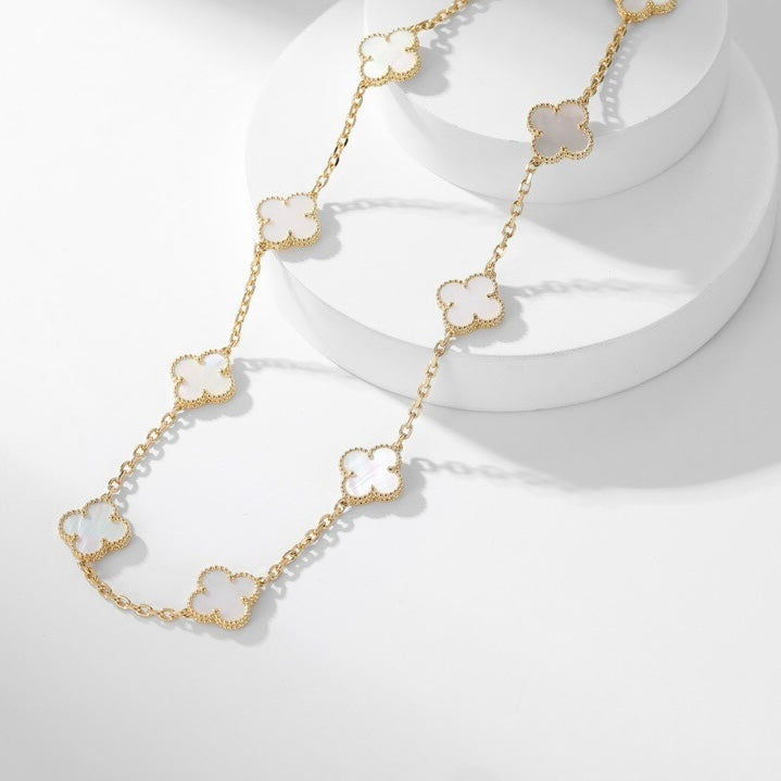 [Lumi Jewels]CLOVERS THE 10-MOTIFS WHITE MOTHER OF PEARL NECKLACE