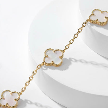 [Lumi Jewels]CLOVERS THE 10-MOTIFS WHITE MOTHER OF PEARL NECKLACE
