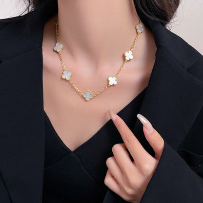 [Lumi Jewels]CLOVERS THE 10-MOTIFS WHITE MOTHER OF PEARL NECKLACE