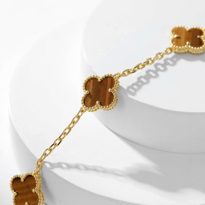 [Lumi Jewels]CLOVERS THE 10-MOTIFS TIGER EYE NECKLACE