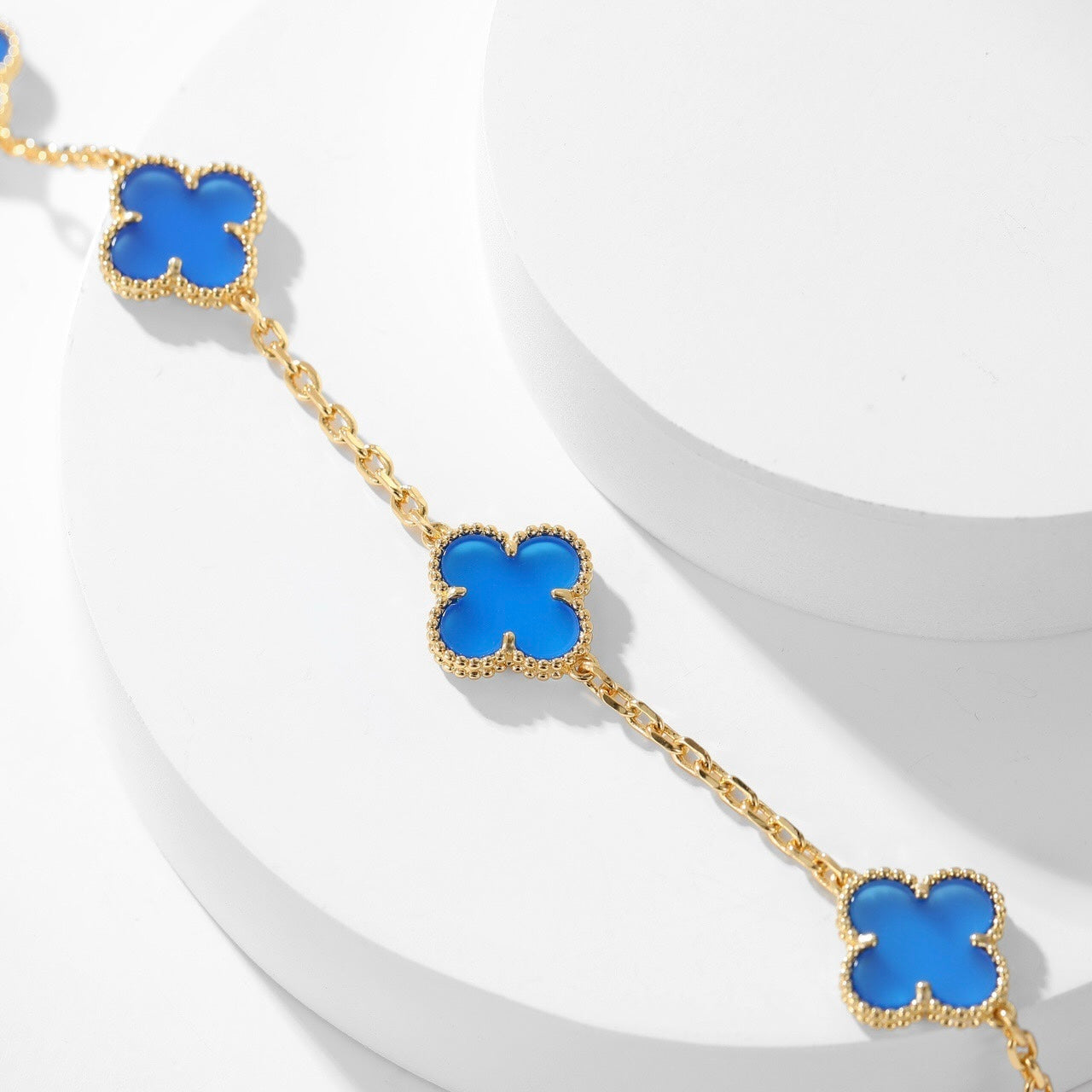[Lumi Jewels]CLOVERS THE 10-MOTIFS BLUE AGATE NECKLACE