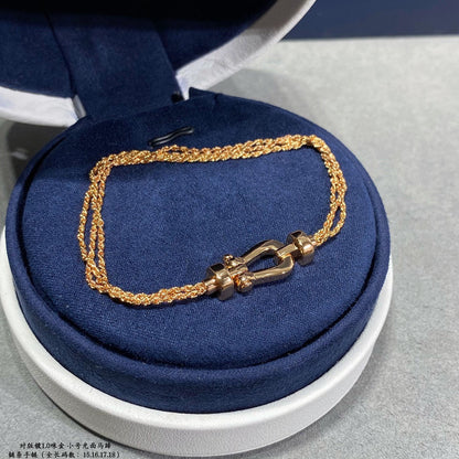 [Lumi Jewels]FORCE SMALL HORSESHOE  DIAMOND CHAIN ROPE BRACELET