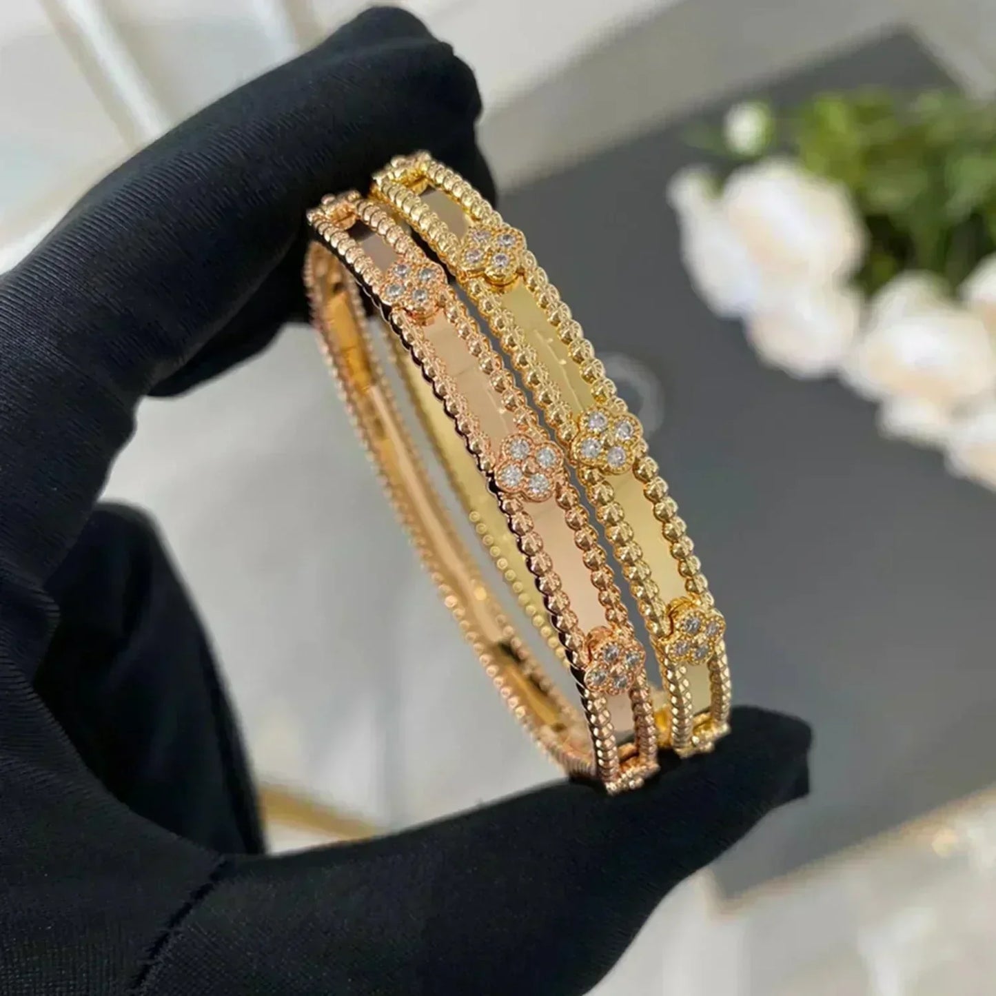[Lumi Jewels]CLOVER BRACELET 4MM DIAMONDS
