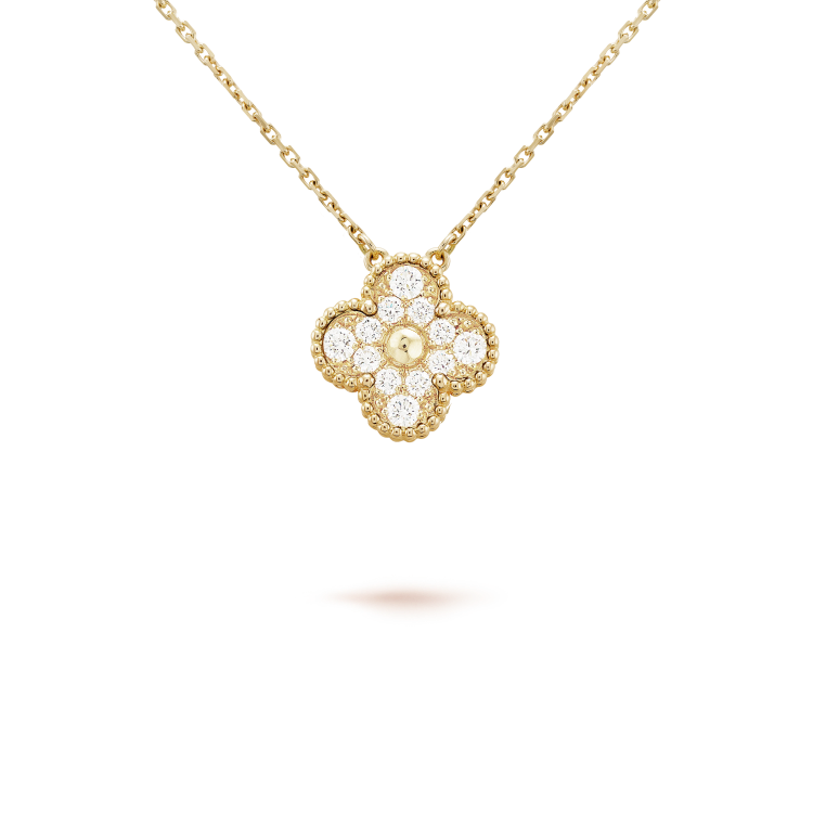 [Lumi Jewels]CLOVER 15MM DIAMOND SINGLE FLOWER NECKLACE