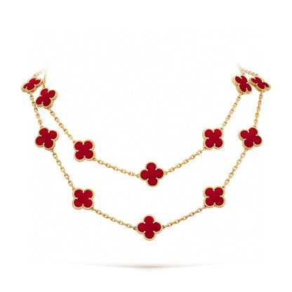 [Lumi Jewels]CLOVER 20 MOTIFS CARNELIAN NECKLACE
