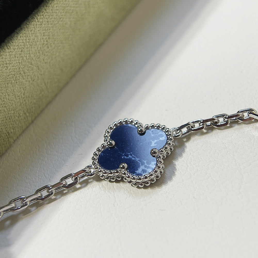 [Lumi Jewels]CLOVER 5 MOTIF PIETERSITE SILVER BRACELET