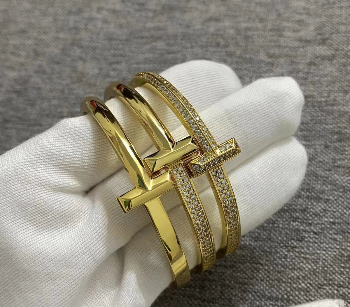 [Lumi Jewelry]T1 WIDE HINGED BANGLE BRACELET