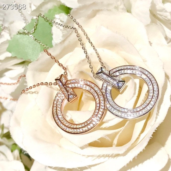 [Lumi Jewelry]T1 CIRCLE DIAMOND PAVED MEDIUM NECKLACE