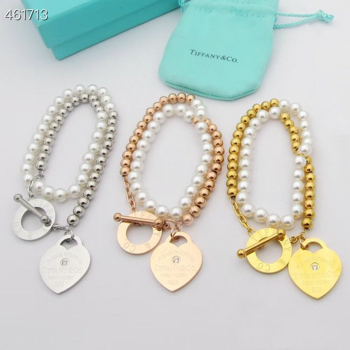 [Lumi Jewelry]RETURN TO TIF HEART TAF BEAD PEARL BRACELET