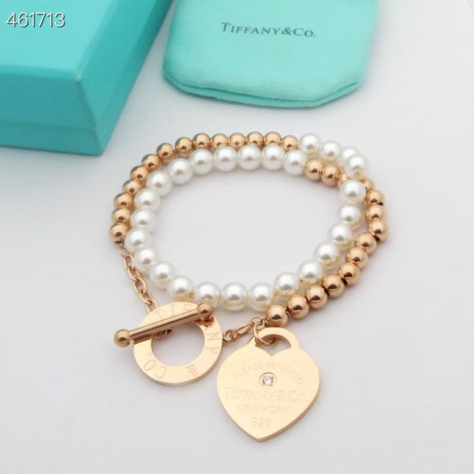 [Lumi Jewelry]RETURN TO TIF HEART TAF BEAD PEARL BRACELET