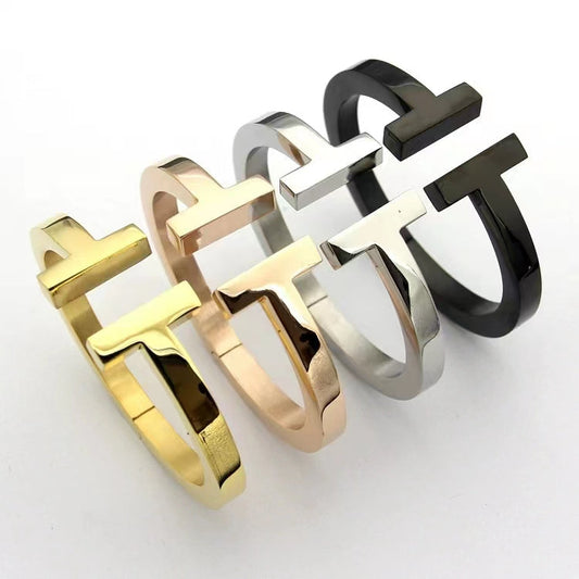 [Lumi Jewelry]T SQUARE OPEN BRACELET