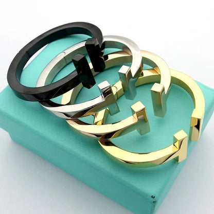 [Lumi Jewelry]T SQUARE OPEN BRACELET