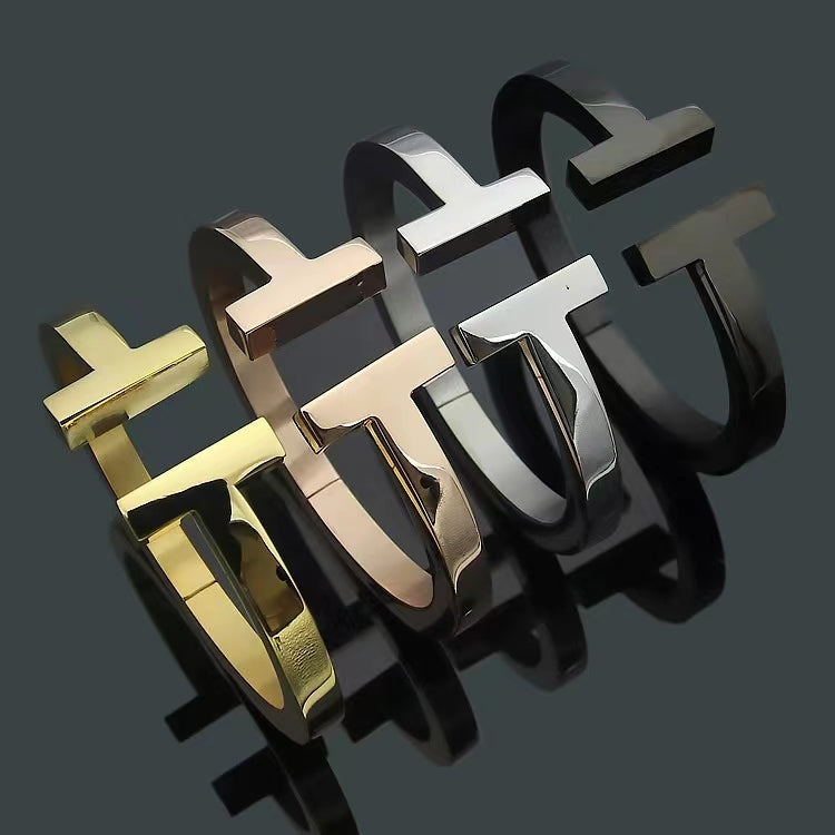 [Lumi Jewelry]T SQUARE OPEN BRACELET
