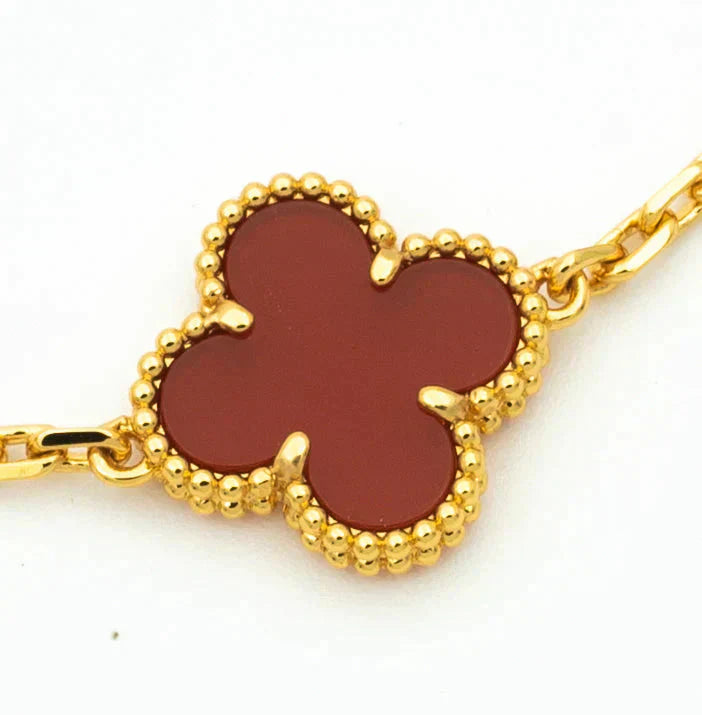 [Lumi Jewels]CLOVER  5 MOTIFS CARNELIAN GOLD BRACELET