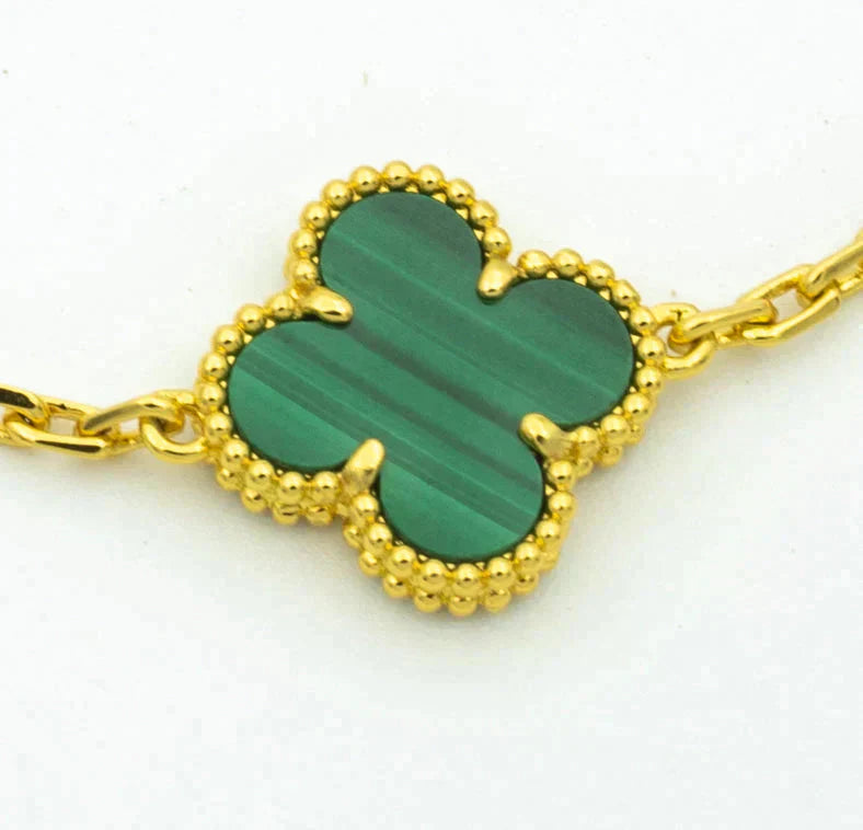 [Lumi Jewels]CLOVER  5 MOTIF MALACHITE DIAMOND BRACELET