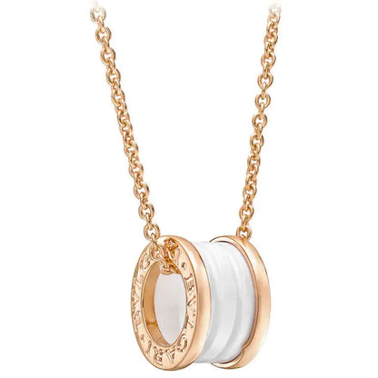 [Lumi Jewels]ZERO 1 WHITE CERAMIC PINK GOLD DIAMOND NECKLACE