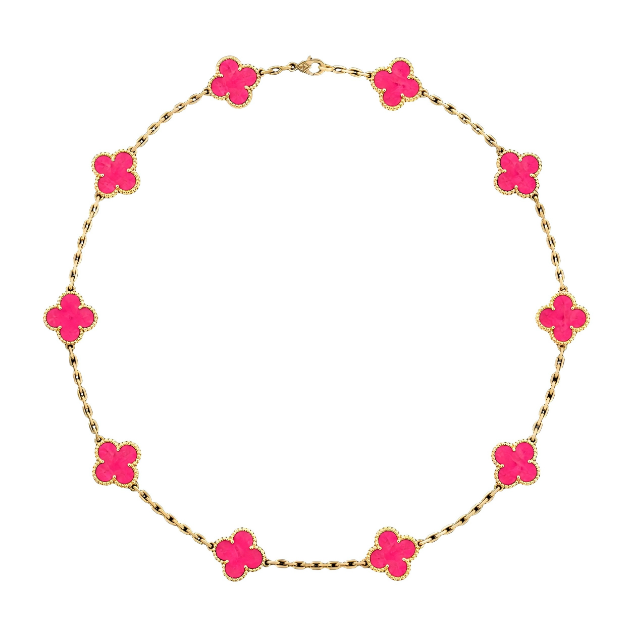 [Lumi Jewelry]CLOVER 10 MOTIFS PINK ENAMEL NECKLACE