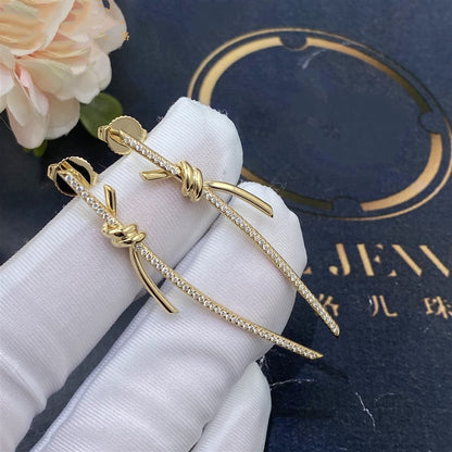 [Lumi Jewelry]KNOT DROP EARRINGS IN YELLOW GOLD WITH DIAMONDS