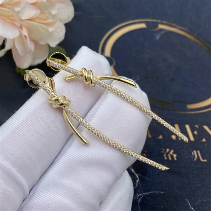 [Lumi Jewelry]KNOT DROP EARRINGS IN YELLOW GOLD WITH DIAMONDS