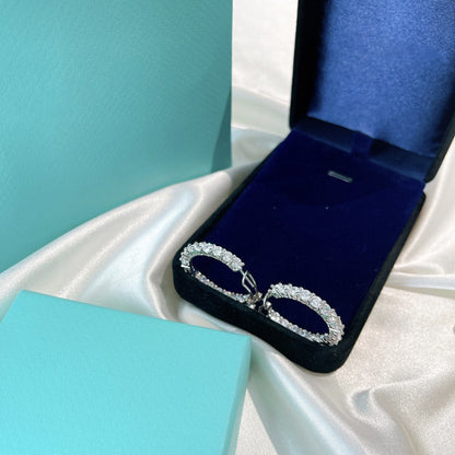 [Lumi Jewelry]SILVER DIAMOND HOOP EARRINGS