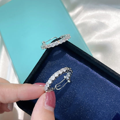 [Lumi Jewelry]SILVER DIAMOND HOOP EARRINGS