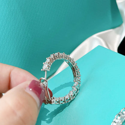 [Lumi Jewelry]SILVER DIAMOND HOOP EARRINGS