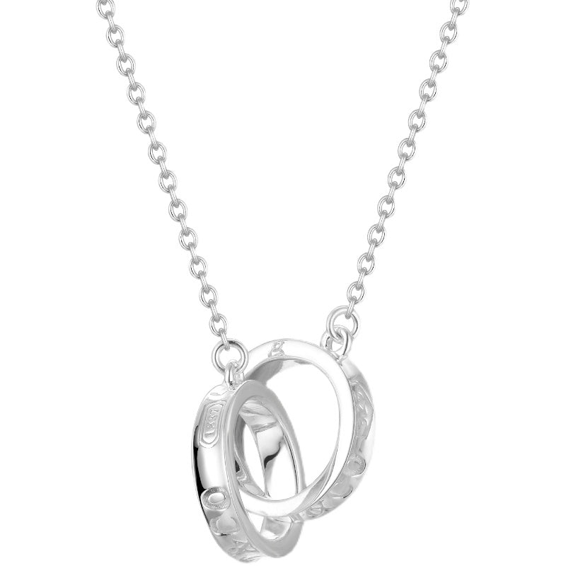 [Lumi Jewelry]NECKLACE FEMALE DOUBLE RING DOUBLE CIRCLE COUPLE PENDANT