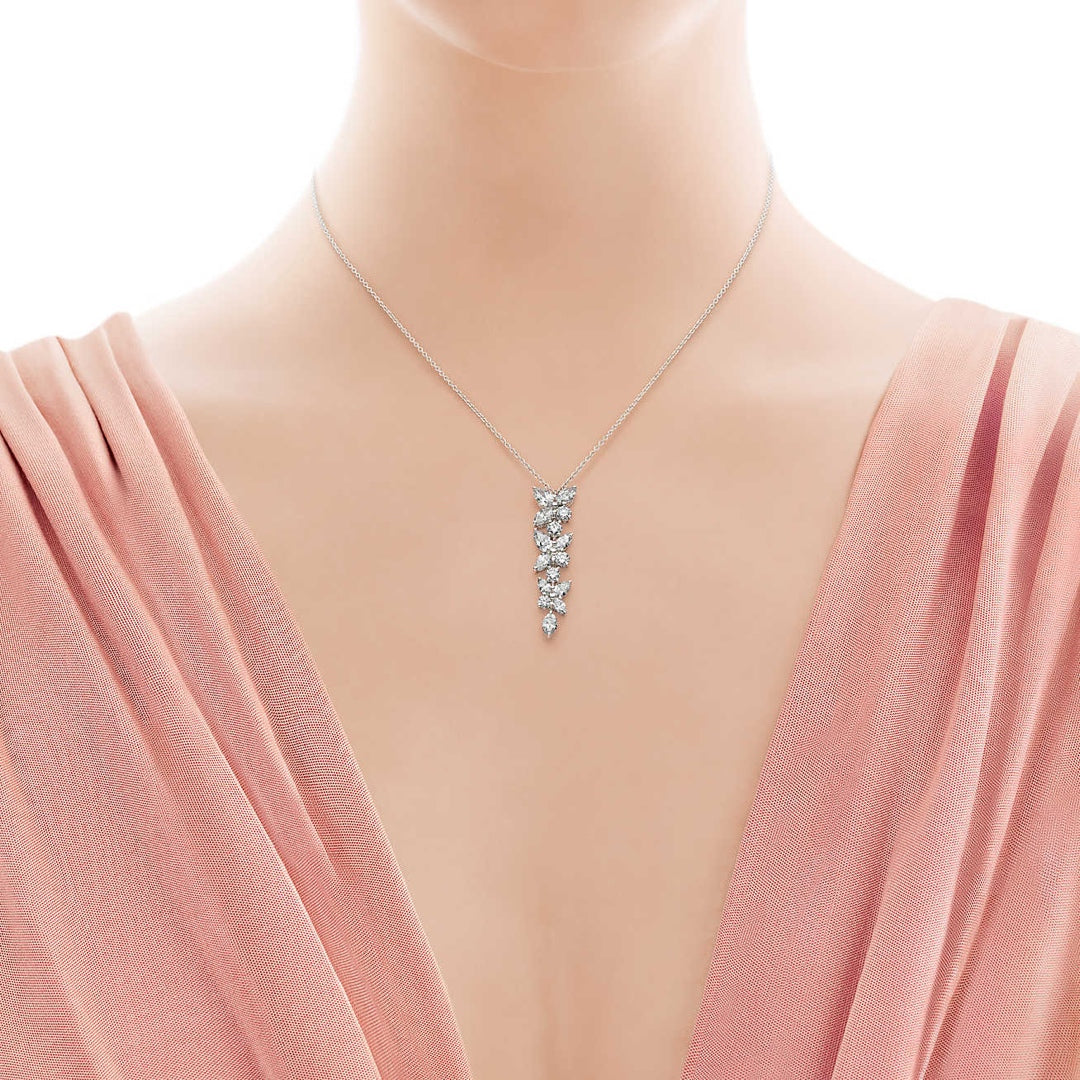 [Lumi Jewelry]MIXED CLUSTER DIAMOND DROP PENDANT