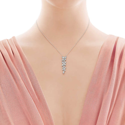 [Lumi Jewelry]MIXED CLUSTER DIAMOND DROP PENDANT