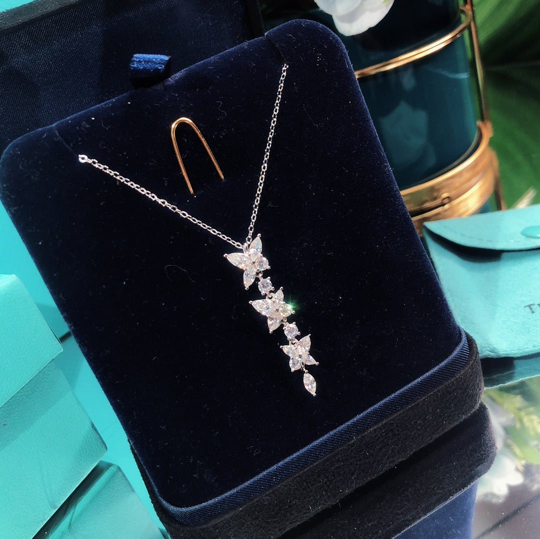 [Lumi Jewelry]MIXED CLUSTER DIAMOND DROP PENDANT