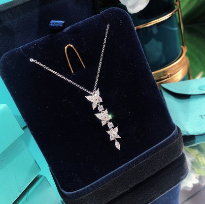 [Lumi Jewelry]MIXED CLUSTER DIAMOND DROP PENDANT