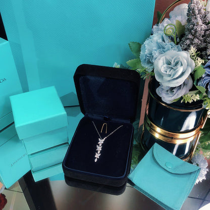 [Lumi Jewelry]MIXED CLUSTER DIAMOND DROP PENDANT
