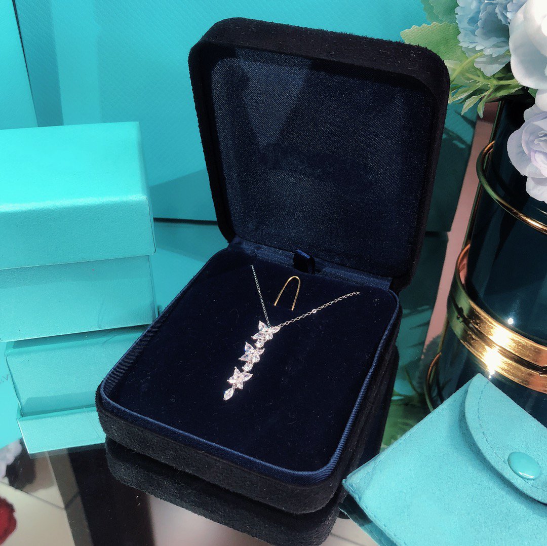 [Lumi Jewelry]MIXED CLUSTER DIAMOND DROP PENDANT