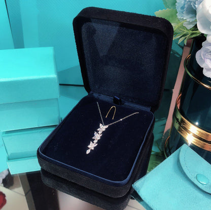 [Lumi Jewelry]MIXED CLUSTER DIAMOND DROP PENDANT
