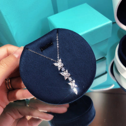 [Lumi Jewelry]MIXED CLUSTER DIAMOND DROP PENDANT