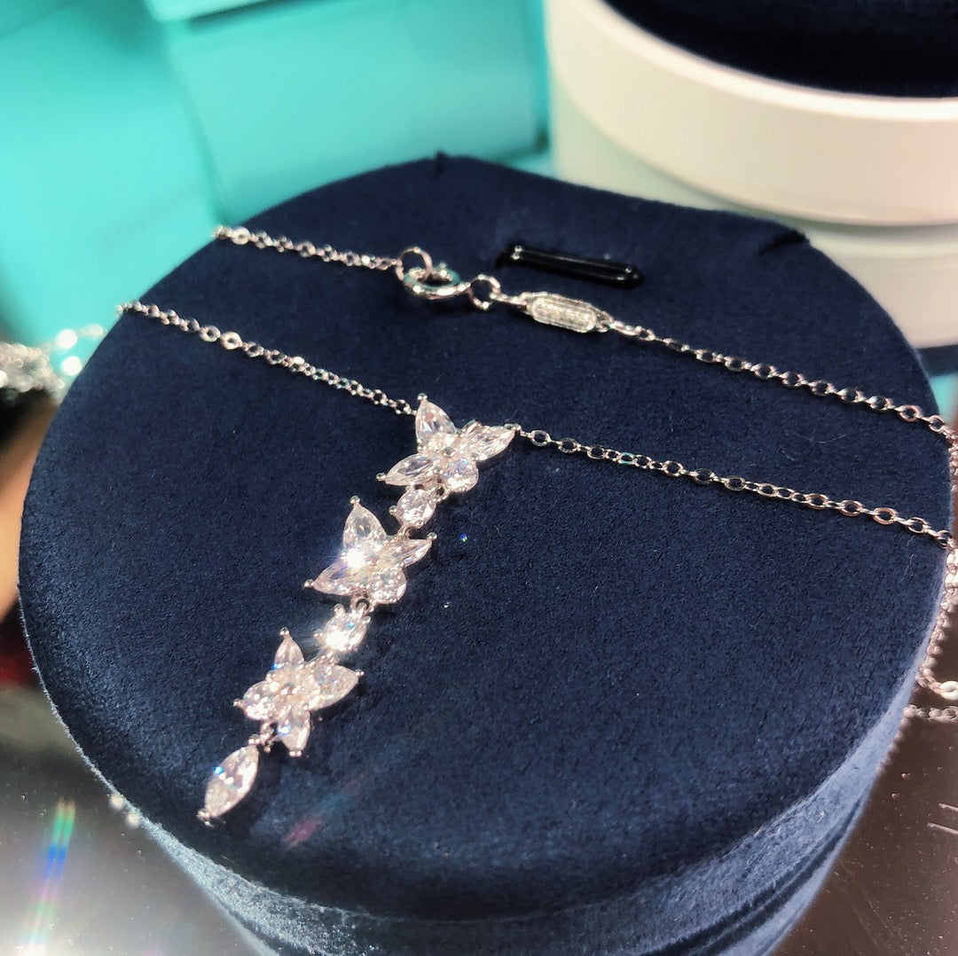 [Lumi Jewelry]MIXED CLUSTER DIAMOND DROP PENDANT
