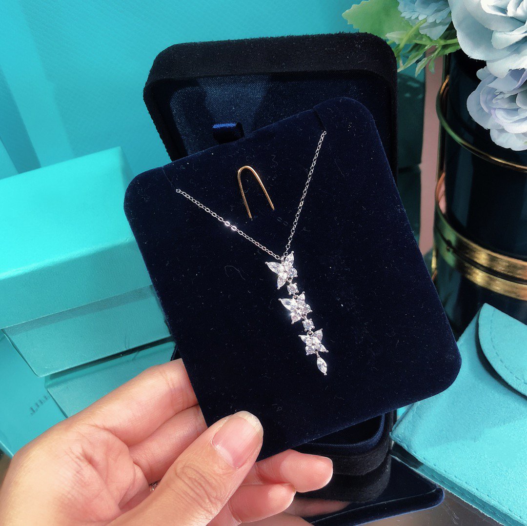 [Lumi Jewelry]MIXED CLUSTER DIAMOND DROP PENDANT