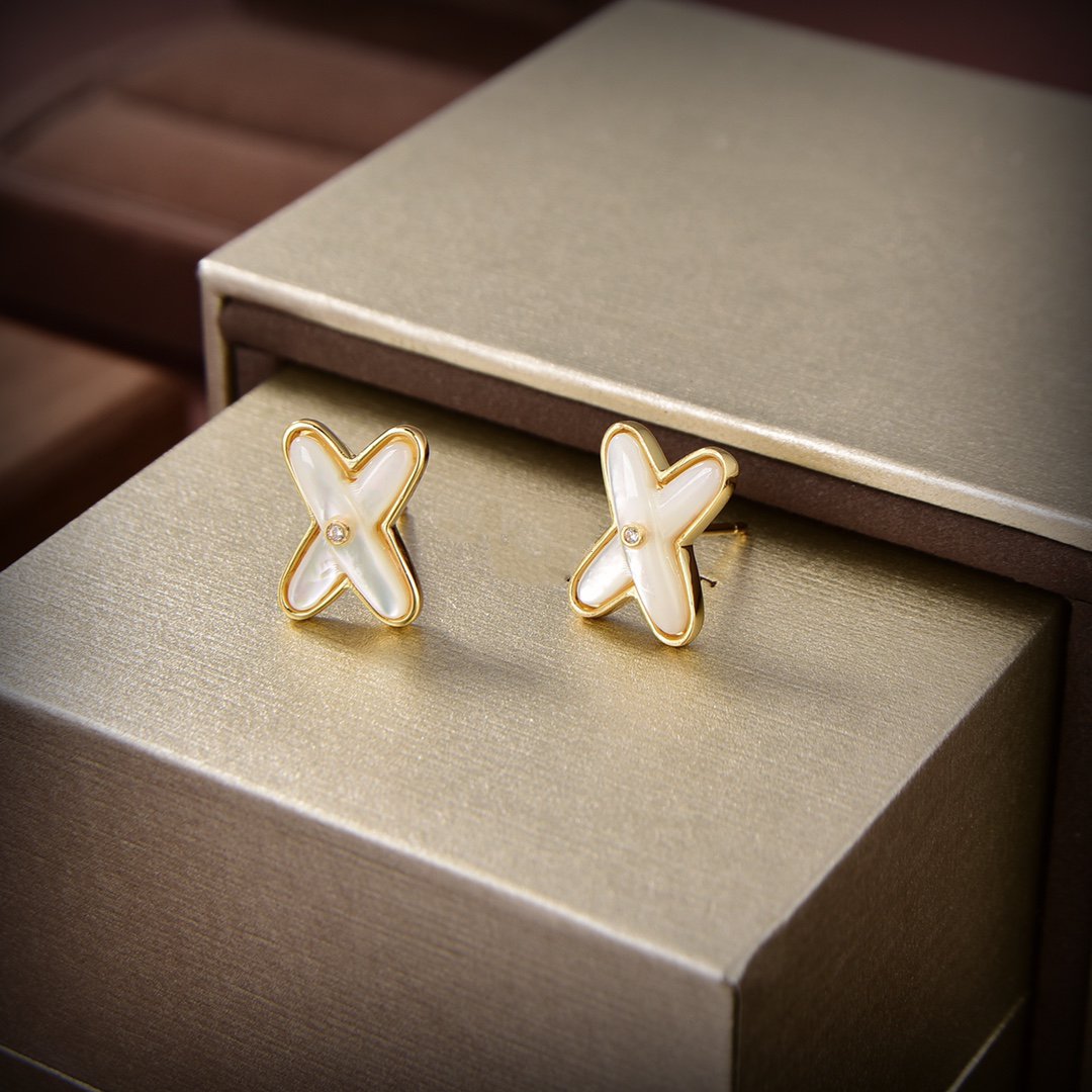 [Lumi Jewels]JEUX DE WHITE MOP GOLD DIAMOND EARRINGS