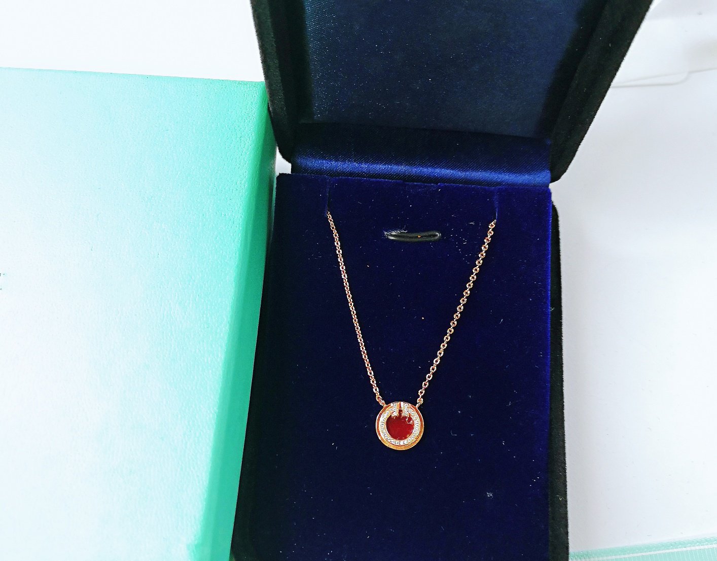 [Lumi Jewelry]DIAMOND AND MOTHER PEARL CIRCLE NECKLACE PENDANT
