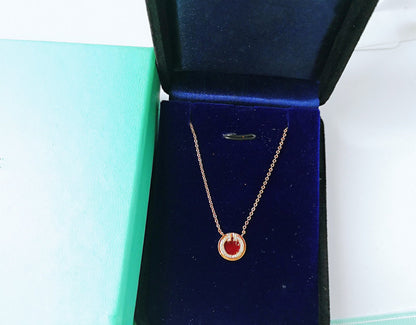 [Lumi Jewelry]DIAMOND AND MOTHER PEARL CIRCLE NECKLACE PENDANT