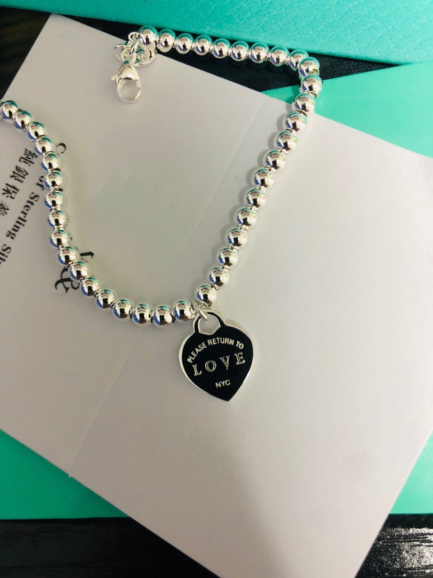 [Lumi Jewelry]LOVE TIFFANY RED HEART TAG BEAD BRACELET