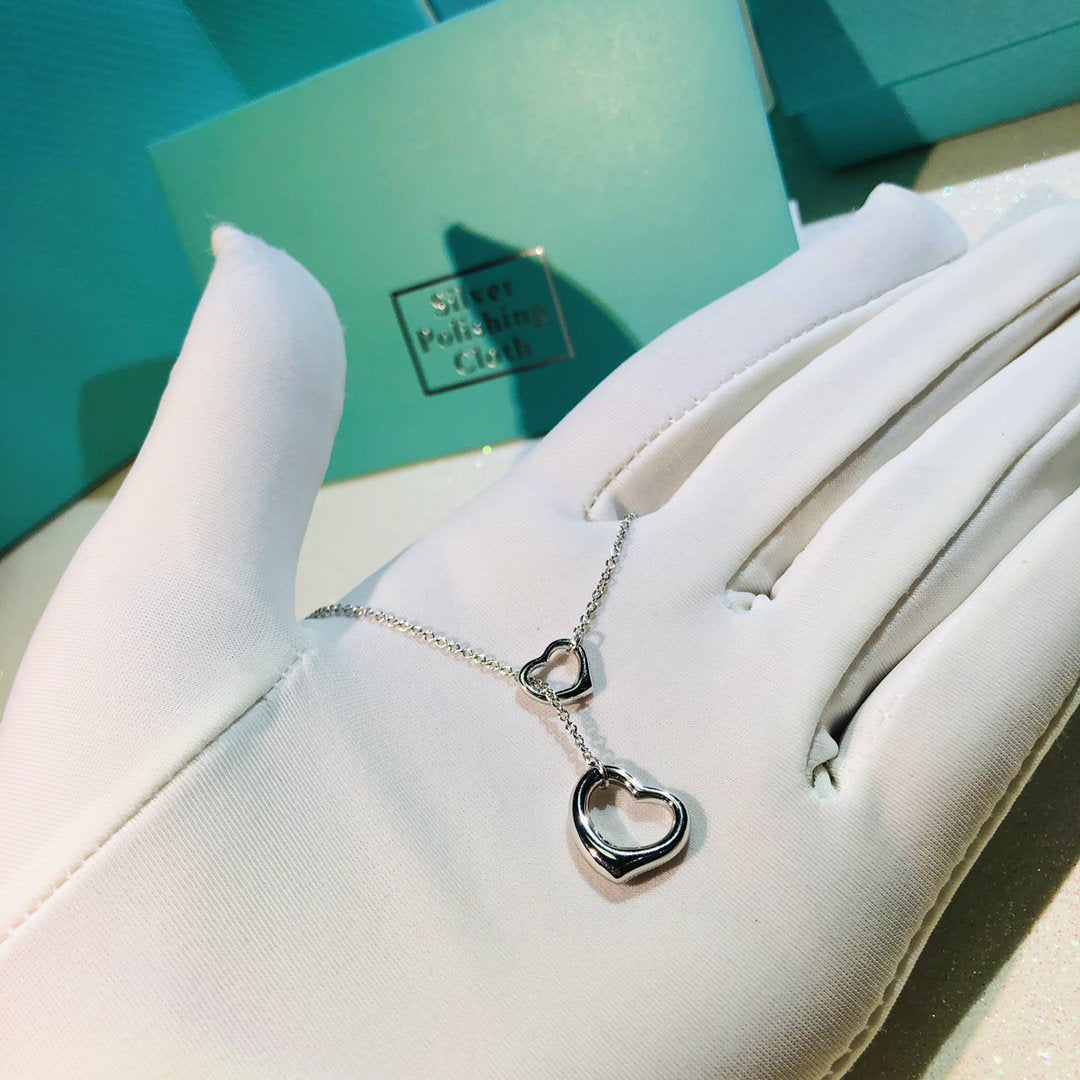 [Lumi Jewelry]OPEN HEART LARIAT NECKLACE SILVER