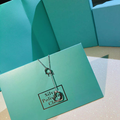 [Lumi Jewelry]OPEN HEART LARIAT NECKLACE SILVER
