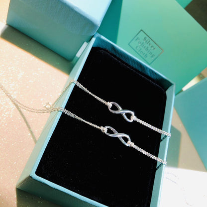 [Lumi Jewelry]SILVER INFINITY DOUBLE CHAIN NECKLACE