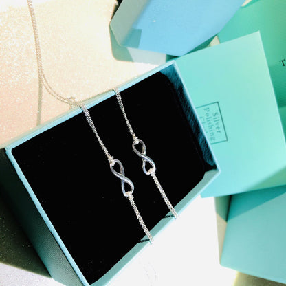 [Lumi Jewelry]SILVER INFINITY DOUBLE CHAIN NECKLACE