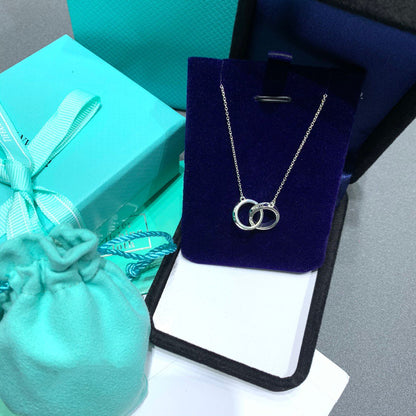 [Lumi Jewelry]INTERLOCKING CIRCLES PENDANT SILVER SMALL NECKLACE