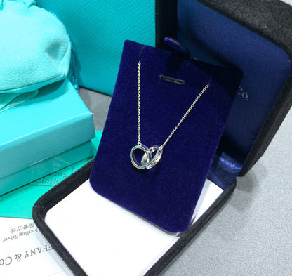 [Lumi Jewelry]INTERLOCKING CIRCLES PENDANT SILVER SMALL NECKLACE