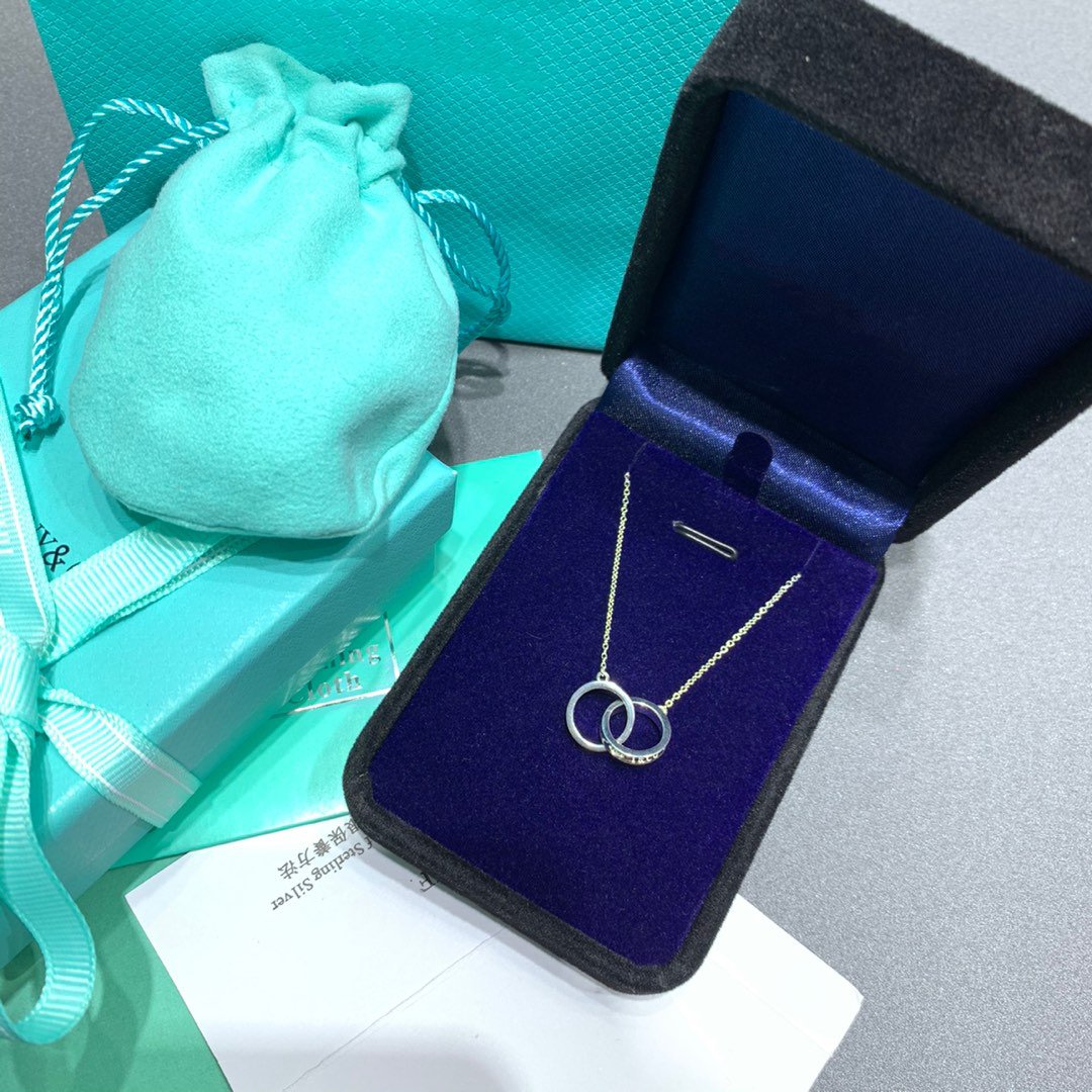 [Lumi Jewelry]INTERLOCKING CIRCLES PENDANT SILVER SMALL NECKLACE
