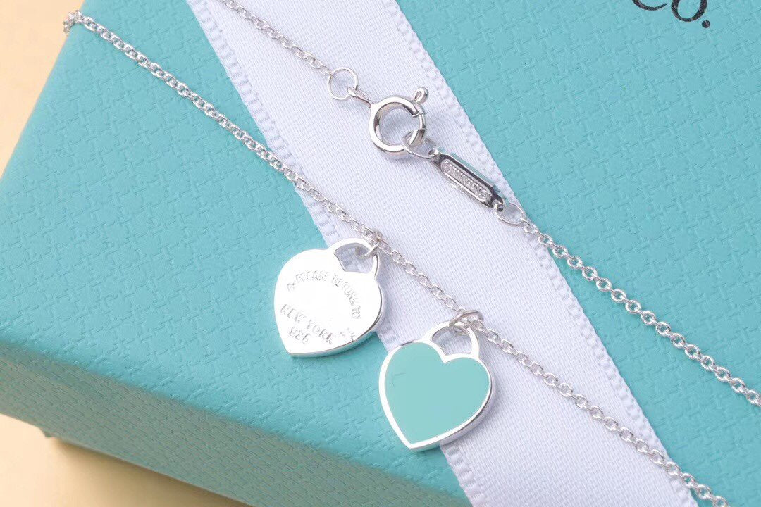 [Lumi Jewelry]DOUBLE HEART TAG PENDANT SILVER MINI NECKLACE
